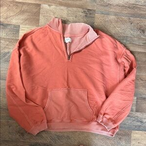 Aerie Orange Half-Zip Pullover Sweatshirt